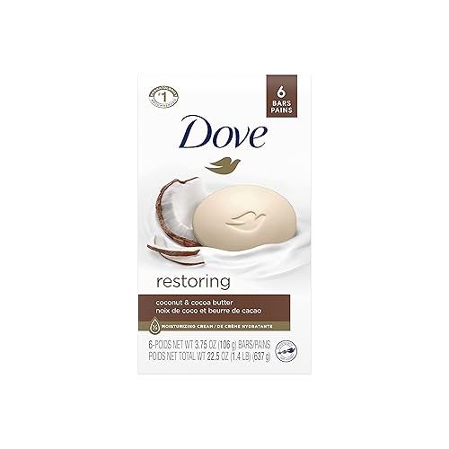  Dove Beauty Bar Gentle Skin Cleanser Pink 6 Bars Moisturizing for Soft Care More Than Soap 3.75 oz & Beauty Bar For Softer Skin Coconut Milk More Moisturizing Than Bar Soap, 3.75 Ounce - 6 Count