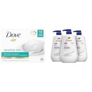 Dove Beauty Bar More Moisturizing Than Bar Soap for Softer Skin, Fragrance-Free & Body Wash with Pump Deep Moisture For Dry Skin Moisturizing Skin Cleanser