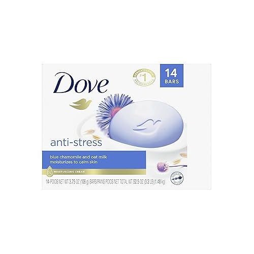  Dove Beauty Bar Gentle Cleanser Moisturizes To Calm Skin Anti-Stress Cream Bar Gentle Bar Soap Cleanser Made With 1/4 Moisturizing Cream 3.75 oz 14 Count