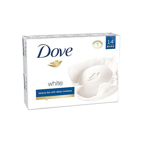  Dove Beauty Bar More Moisturizing than Bar Soap White Effectively Washes Away Bacteria, Nourishes Your Skin 3.75 oz 14 bars