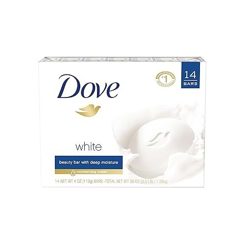  Dove Beauty Bar More Moisturizing than Bar Soap White Effectively Washes Away Bacteria, Nourishes Your Skin 3.75 oz 14 bars
