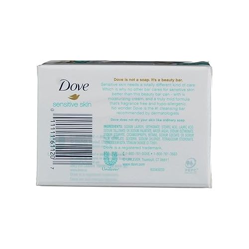  Dove Sensitive Skin Unscented Hypo-Allergenic Beauty Bar 4 oz, 2 ea (Pack of 8)