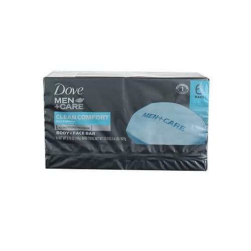  Dove Men+Care Clean Comfort Body+Face Bar, 4 Ounce, 6 Count (Pack of 2)