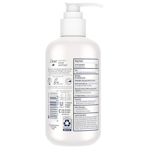  Dove Nourishing-Hand-Sanitizer 99.99% Effective Against Germs Deep Moisture Antibacterial Gel with 61% Alcohol and Lasting Moisturization For Up to 8 Hours 8 oz 4 Count