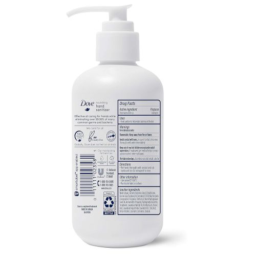  Dove Nourishing Hand Sanitizer 99.99% Effective Against Germs Lavender and Chamomile Antibacterial Gel with 61% Alcohol and Lasting Moisturization For Up to 8 Hours 8 oz, 4 count