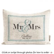 /DoveAndDavid Personalized Wedding Decor, Mr & Mrs Pillow, Custom Wedding Gift, 4th Anniversary, New Home, Linen Anniversary, Mr + Mrs Anniversary Gift