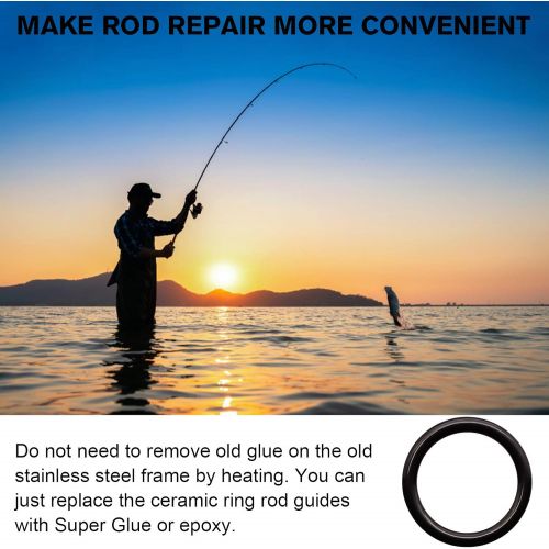  Dovesun Fishing Rod Repair Kit Fishing Rod Guide Repair Kit?Rod Ceramic Guides Ring 12 Sizes 0.15in to 1.18in