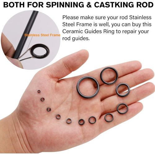  Dovesun Fishing Rod Repair Kit Fishing Rod Guide Repair Kit?Rod Ceramic Guides Ring 12 Sizes 0.15in to 1.18in