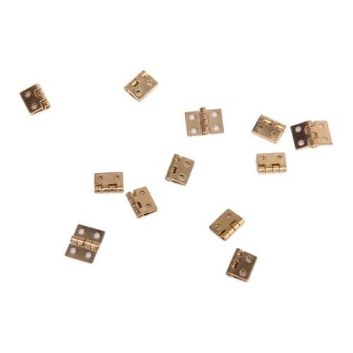  Dovewill Set of 60PCS Pack of 12 Hinges Pack of 48 Screws for 1:12 Scale Dollhouse Miniature Home Door Cabinet DIY Furniture Accessory Golden