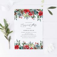 Dozili Engagement Party Invitation DIY Watercolor Festive Christmas Flowers Engagement Invitation