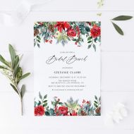 Dozili Bridal Brunch Invitation DIY Watercolor Festive Christmas Flowers Bridal Brunch Invitation