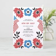 Dozili Fourth of July Invitation Red White and Blue Festive Florals Th of July Invitation Editable Invitation