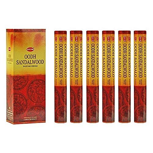  인센스스틱 Dpnamron Oodh Sandalwood - Box of Six 20 Stick Tubes - HEM Incense