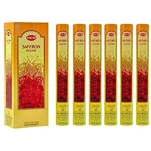  인센스스틱 Dpnamron Saffron - Box of Six 20 Stick Tubes, 120 Sticks Total - HEM Incense