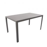 Dporticus Outdoor Patio 55 Rectangular Dining Table Aluminum Frame with Grey Wood Look