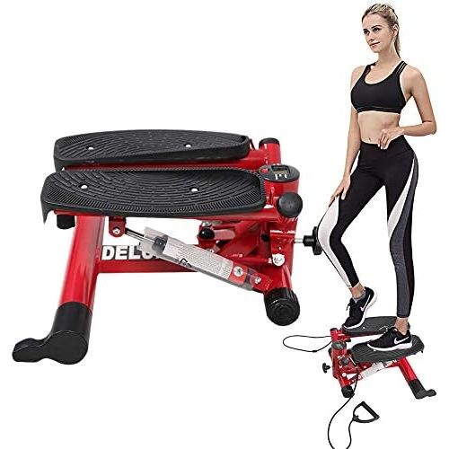  Dporticus Air Stepper Climber Exercise Machine Aerobic Fitness wResistance Band for Home Workout Gym （Red）