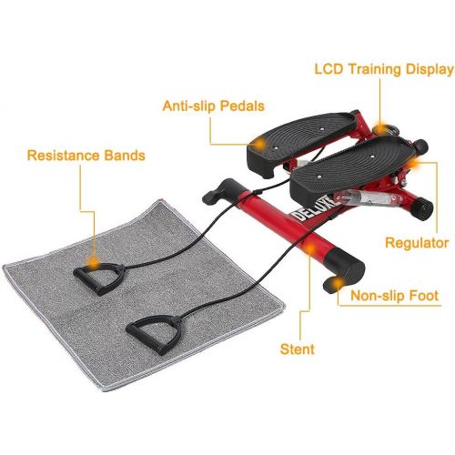  Dporticus Air Stepper Climber Exercise Machine Aerobic Fitness wResistance Band for Home Workout Gym （Red）