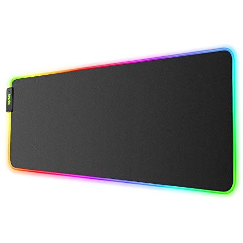  Dprofy Large RGB Gaming Mouse Pad - Soft Non-Slip Rubber Base Led Mousepad, Thick Computer Keyboard Mice Mat for MacBook, PC, Laptop, Desk(31.5 x 11.8 x 0.15In)