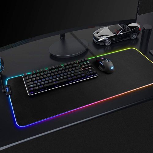  Dprofy Large RGB Gaming Mouse Pad - Soft Non-Slip Rubber Base Led Mousepad, Thick Computer Keyboard Mice Mat for MacBook, PC, Laptop, Desk(31.5 x 11.8 x 0.15In)