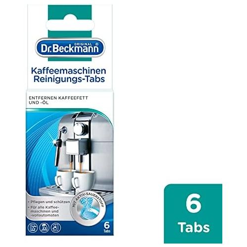  Dr. Beckmann Kaffeemaschinen Reinigungs-Tabs | entfernen Kaffeefett und -oel | mit Aktiv-Sauerstoff (6 Tabs)