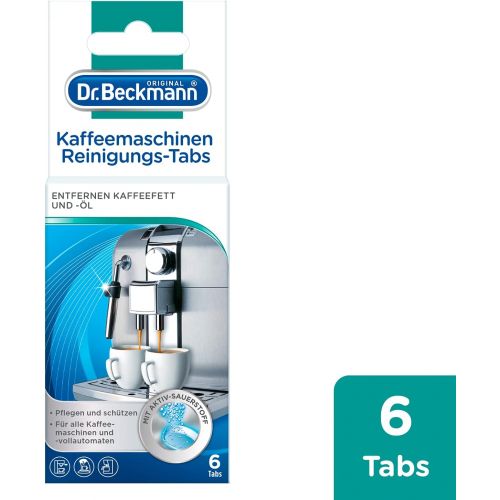  Dr. Beckmann Kaffeemaschinen Reinigungs-Tabs | entfernen Kaffeefett und -oel | mit Aktiv-Sauerstoff (6 Tabs)