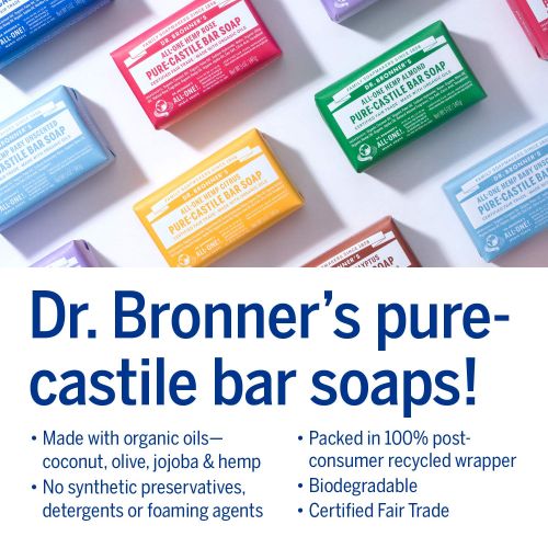  [아마존베스트]Dr. Bronner’s - Pure-Castile Bar Soap (Baby Unscented, 5 oz, 6-Pack) -Made with Organic Oils, For Face, Body & Hair, Gentle for Sensitive Skin & Babies, No Added Fragrance,Biodegra