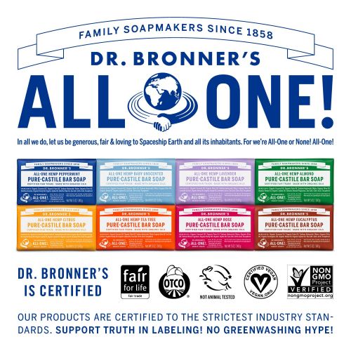  [아마존베스트]Dr. Bronner’s - Pure-Castile Bar Soap (Baby Unscented, 5 oz, 6-Pack) -Made with Organic Oils, For Face, Body & Hair, Gentle for Sensitive Skin & Babies, No Added Fragrance,Biodegra