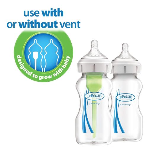  [아마존베스트]Dr. Browns Options+ Wide-Neck Baby Bottle, 9 Ounce, 4 Count