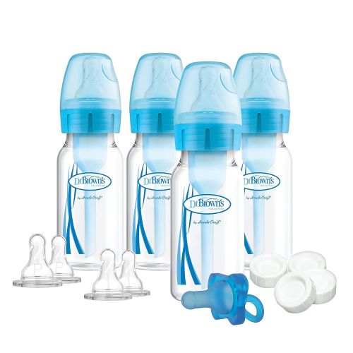  [아마존베스트]Dr. Brown's Dr. Browns Options+ Slow Flow Bottle Set for Breastfed Baby, 4 Ounce, Blue