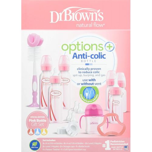  [아마존베스트]Dr. Browns Options+ Baby Bottles Gift Set, Pink