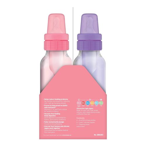  [아마존베스트]Dr. Browns Girls 6 Pack 8 oz. Bottles - 3 (8 oz.) Lavender - 3 (8 oz.) Pink - Natural Flow