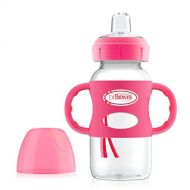 [아마존베스트]Dr. Browns Options Wide-Neck Sippy Spout Baby Bottle with Silicone Handle, Pink, 9 Ounce