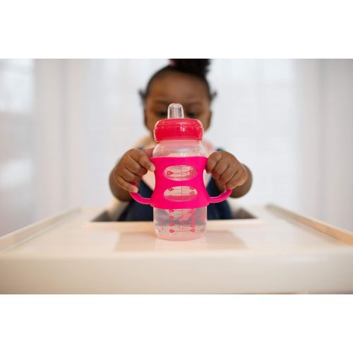  [아마존베스트]Dr. Browns Options Wide-Neck Sippy Spout Baby Bottle with Silicone Handle, Pink, 9 Ounce