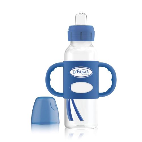  [아마존베스트]Dr. Browns Options+ Sippy Spout Baby Bottle with 100% Silicone Handle, Blue