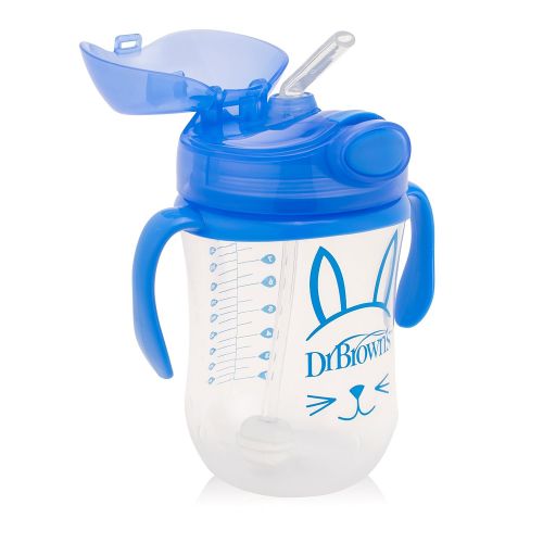  [아마존베스트]Dr. Browns Babys First Straw Cup, Cute Critters Blue/Orange, 9 ounce, 2 Count