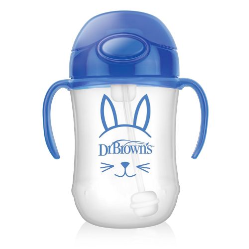  [아마존베스트]Dr. Browns Babys First Straw Cup, Cute Critters Blue/Orange, 9 ounce, 2 Count