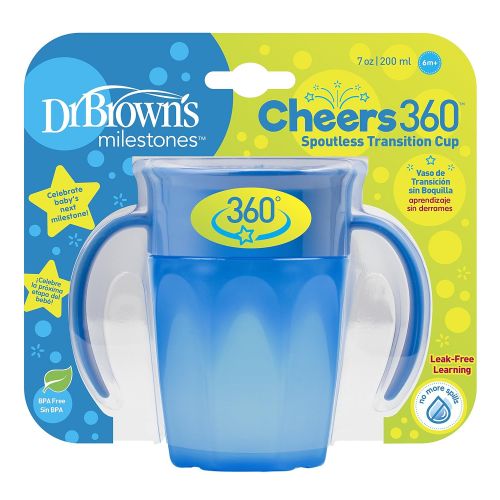 Dr. Browns Cheers 360 Spoutless Training Cup, 6m+, 7 Ounce, Blue