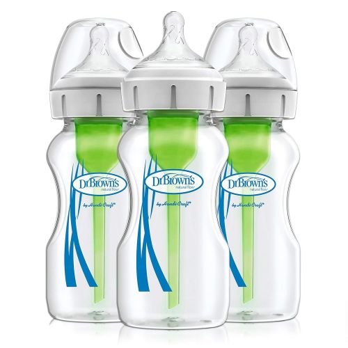  Dr. Browns Options+ Wide-Neck Glass Baby Bottles, 9 Ounce, 3 Count