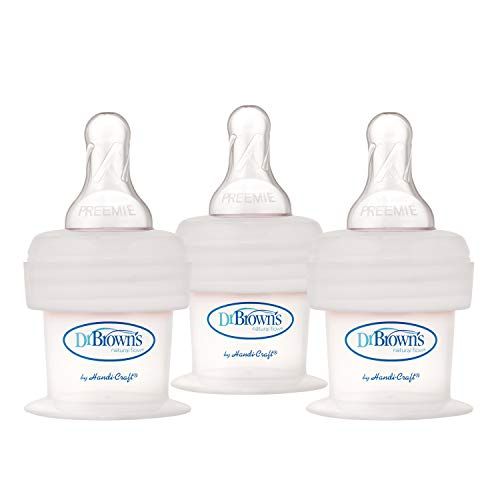  Dr. Browns 15 CC First Feeder Bottle System with a Preemie Level Nipple, 3 Count, White