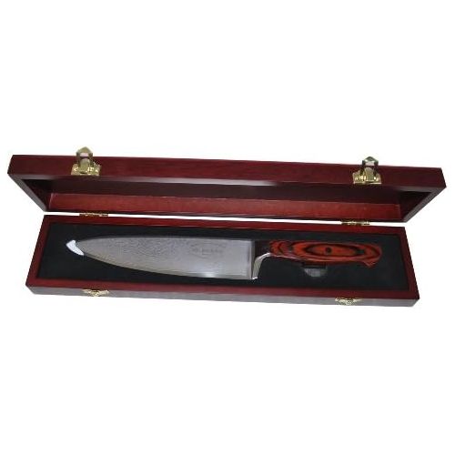  Dr. Richter Damastmesser in edler Holzbox - japanischer Damaststahl - Chefmesser - Klinge: 20cm Damast Kuechenmesser