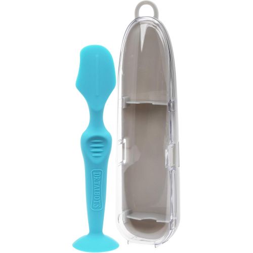  [아마존베스트]Nuby Diaper Cream Soft Silicone Brush with Suction Base & Hygienic Case, Aqua,Blue, Full Size