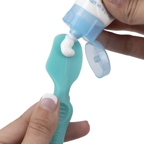  [아마존베스트]Nuby Diaper Cream Soft Silicone Brush with Suction Base & Hygienic Case, Aqua,Blue, Full Size