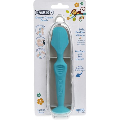  [아마존베스트]Nuby Diaper Cream Soft Silicone Brush with Suction Base & Hygienic Case, Aqua,Blue, Full Size