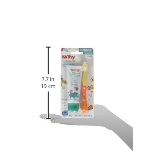  [아마존베스트]Nuby All Natural Toddler Toothpaste with Citroganix with Toothbrush (Orange/Yellow)