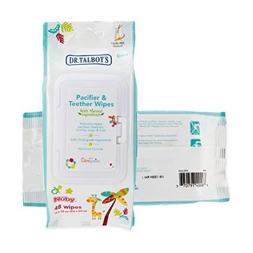  Nuby All Natural Pacifier and Teether Wipes,Vanilla Milk (Pack of 2, 96 Count)