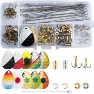 Dr.Fish 140 Pack Spinner Making Kit Colorful Hammered Colorado Blades Lure Making Supplies for Inline Spinners Walleye Rigs Tackle Box Set with Clevis Shaft Lure Bodies Treble Hooks