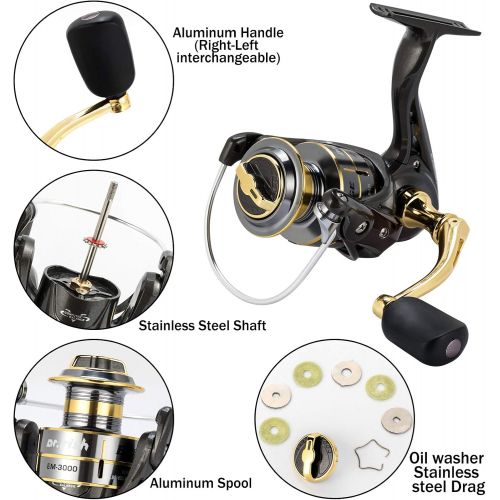  Dr.Fish Fishing Rod and Reel Combos 125pcs Full Kit Carbon Fiber Telescopic Spinning Rod 9+1BB Spinning Reel Tackle Bag Lines Lure Bait Accessories Gear Organizer 2 Size Saltwater