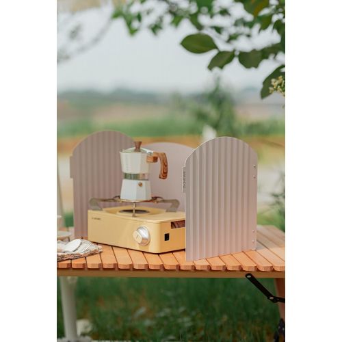  Dr.HOWS Twinkle Folding Stove Windscreen ,Windshield for Stove in Camping, Picnic ( (Beige)