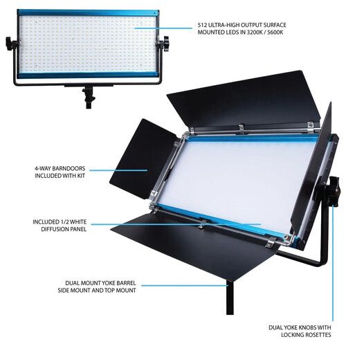  Dracast X Series LED1000 Bi-Color LED Light Panel (Travel 3-Light Kit)