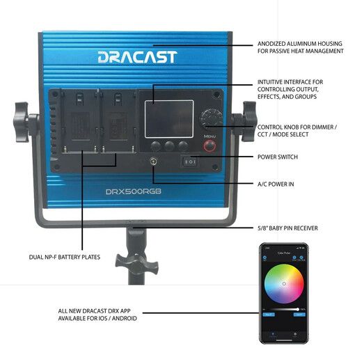  Dracast X Series LED500 RGB LED Light Panel (Interview 2-Light Kit)